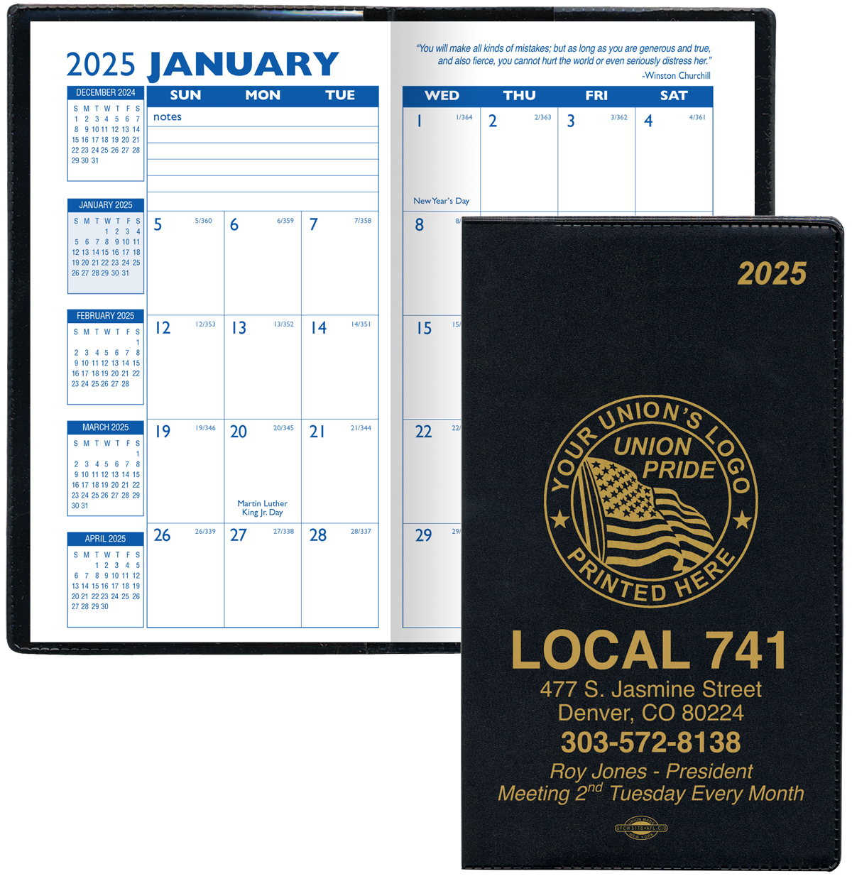 Union Monthly Pocket Planners, Union Made & Union Printed