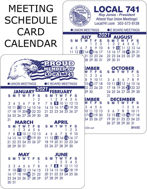 Union Card Calendars, Union Made & Union Printed