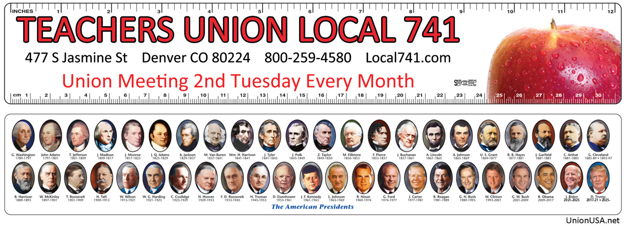 Union Presidential Rulers, Union Made & Union Printed